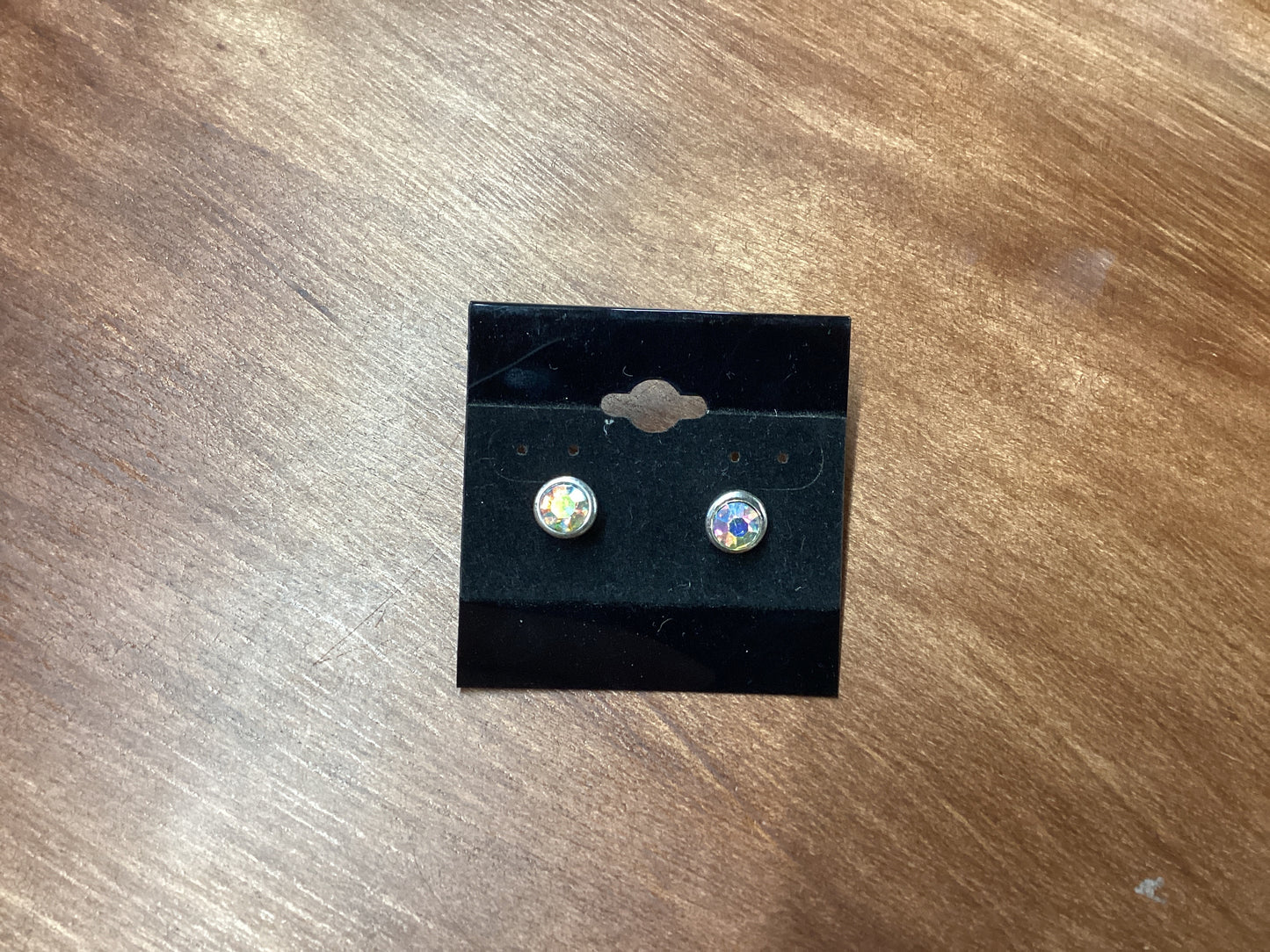 Rhinestone earrings with silver trim stud earrings