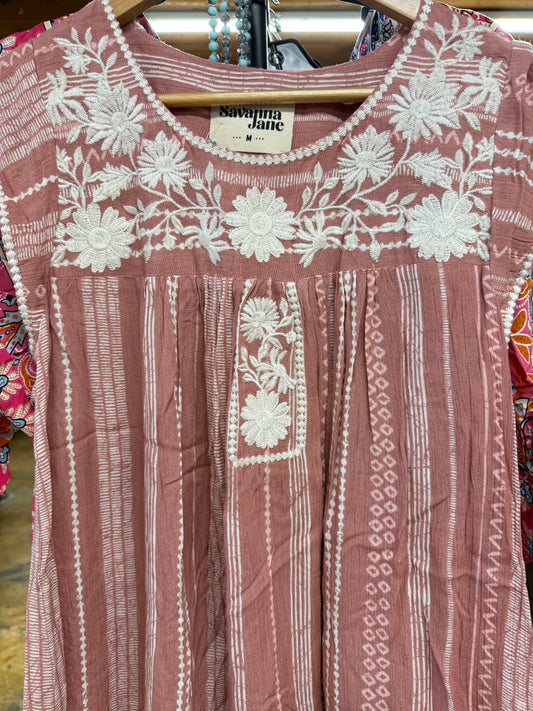 Savana Jane Clay and Cream floral Top