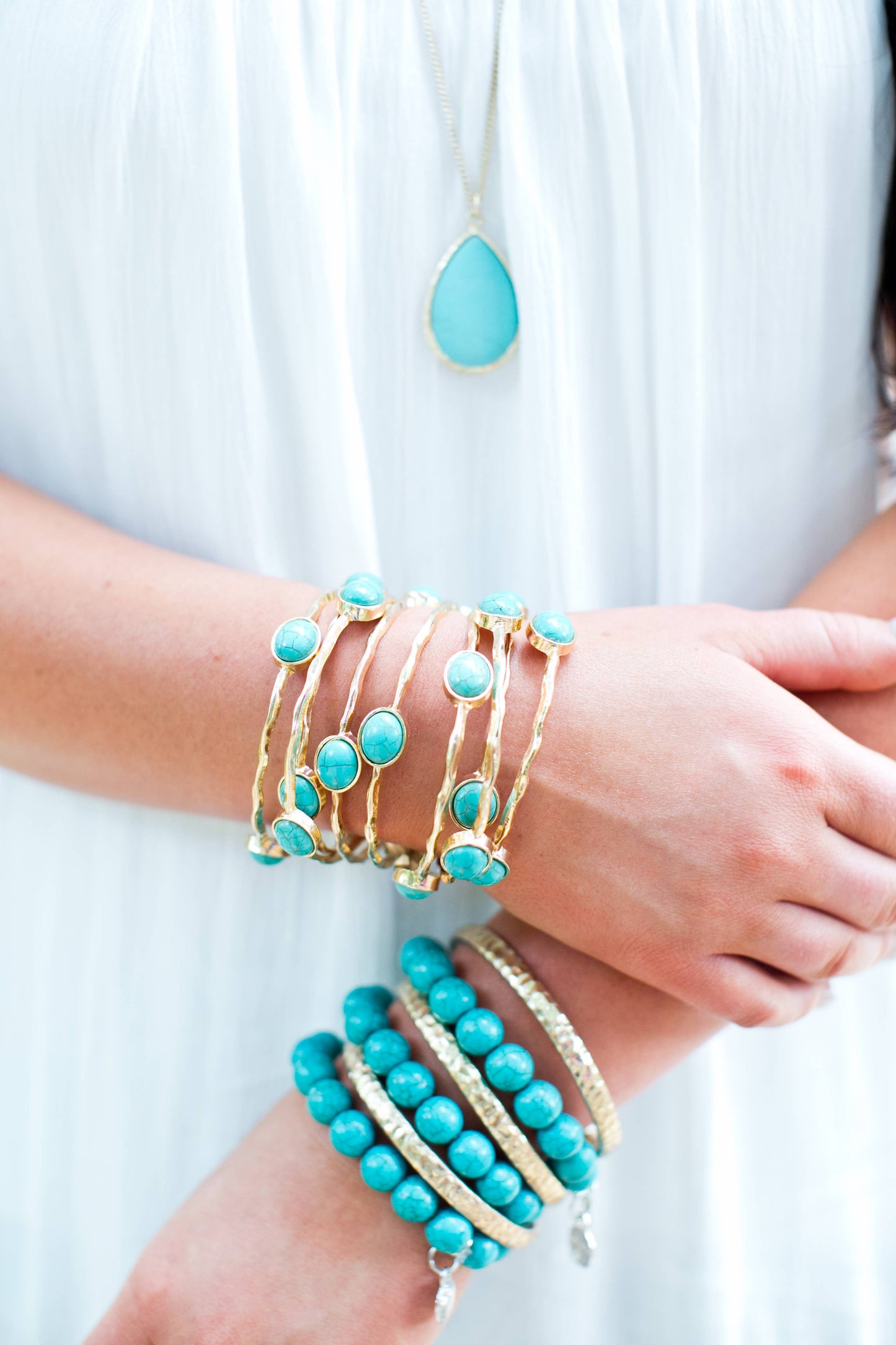 Set/3 Burnished Gold Bangles with TQ Ovals West Co