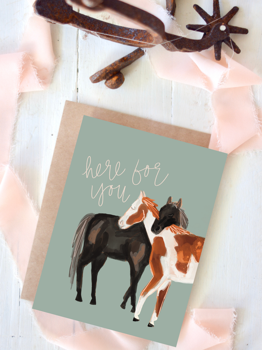 Western Horse Here for You Sympathy Encouragement Card Tirzah