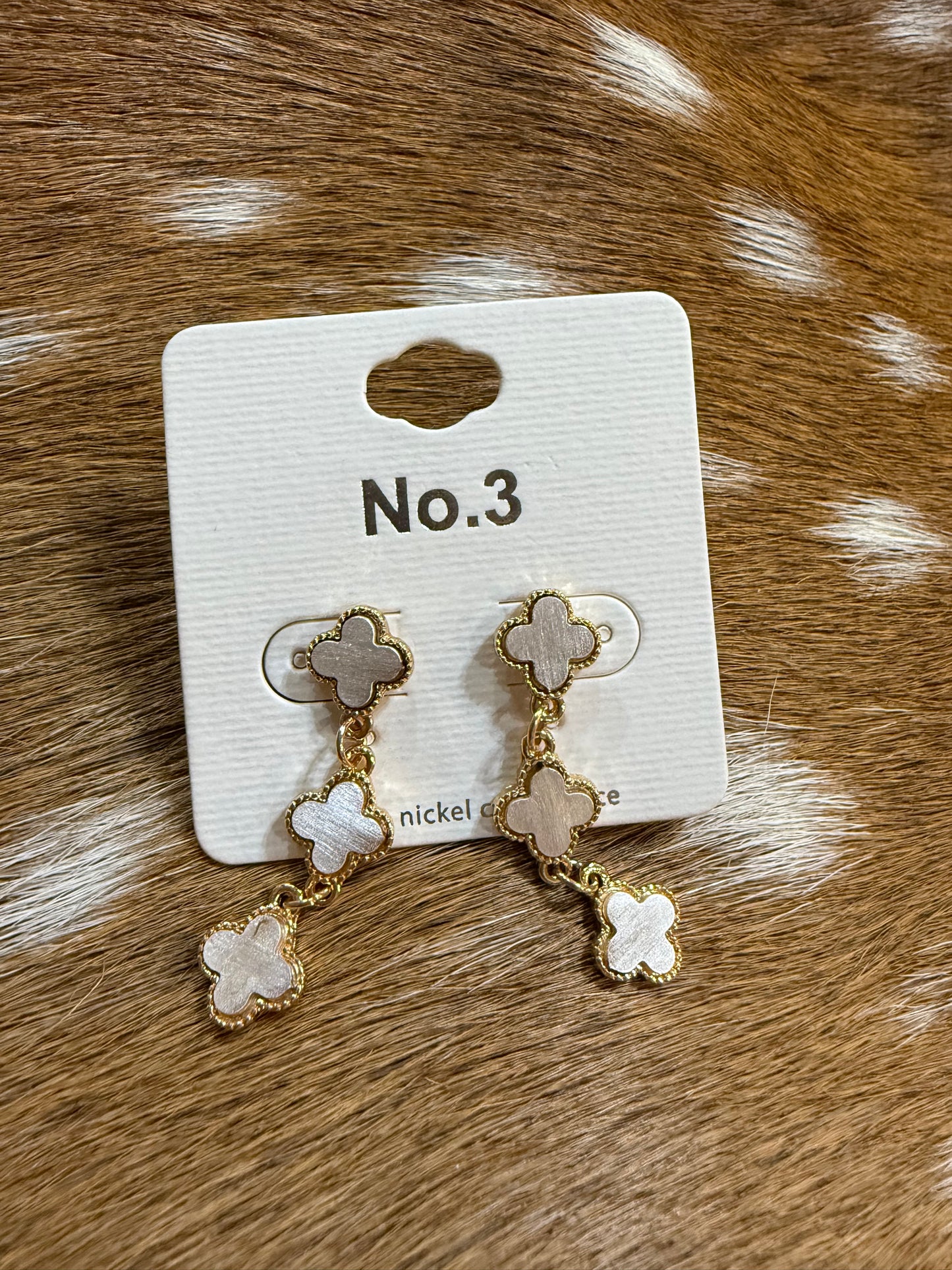 Two Tone Gold & Silver Dangle Earrings