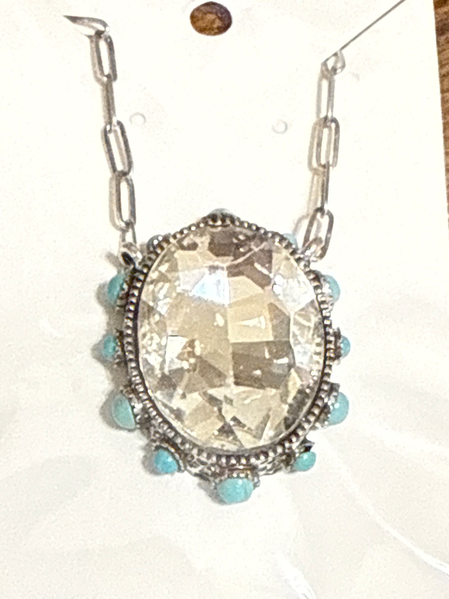 Western Faceted glass and Turquoise Necklace