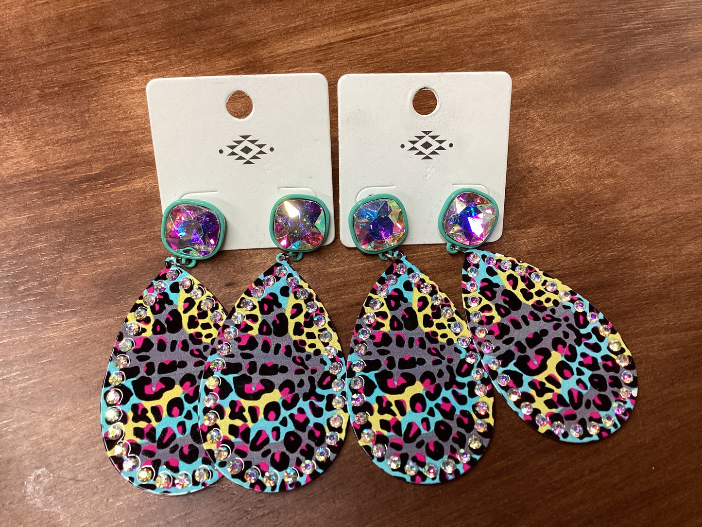 Multi color leopard print teardrop earrings