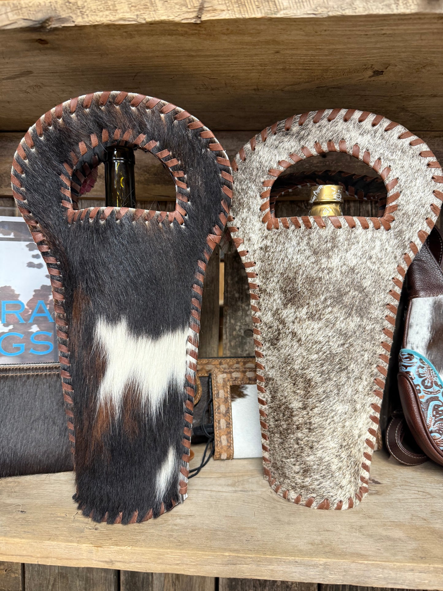 Single Cowhide Wine Bag