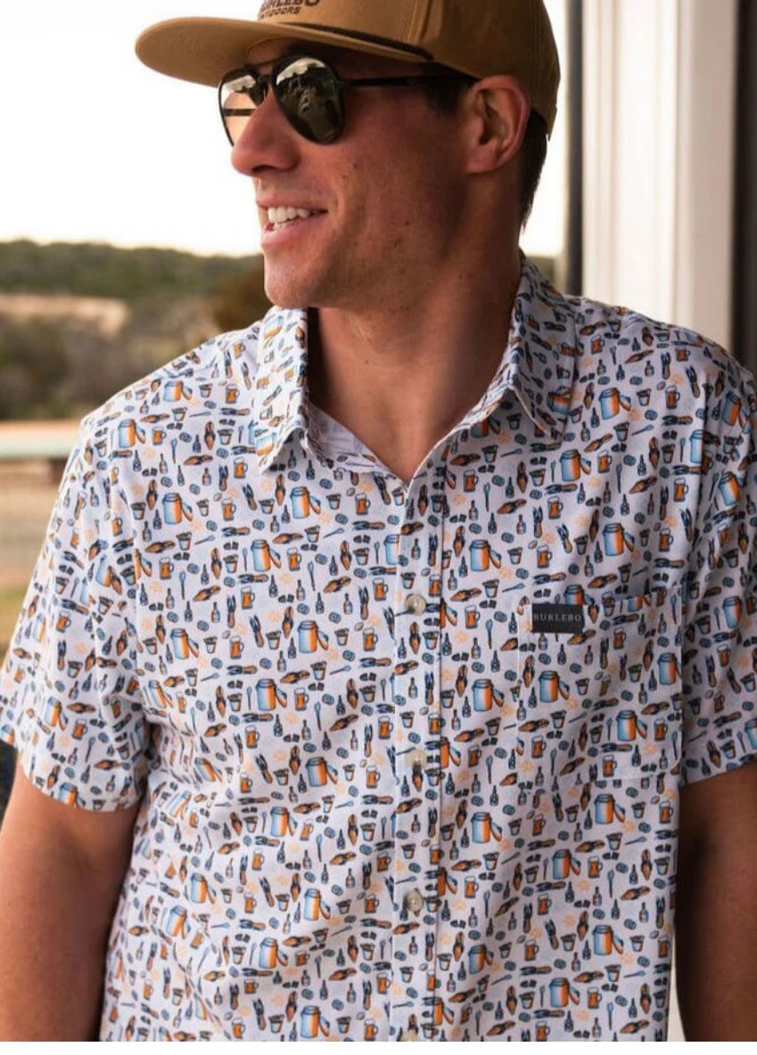 Crawfish Boil Performance Button Up Shirt Burlebo
