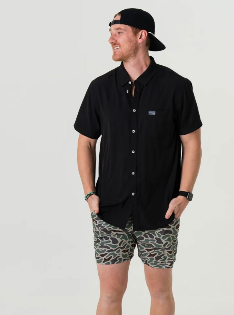 Black Performance Button Up Burlebo