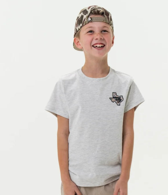 Texas Camo Flying B Short Sleeve T Shirt Ash Grey Burlebo