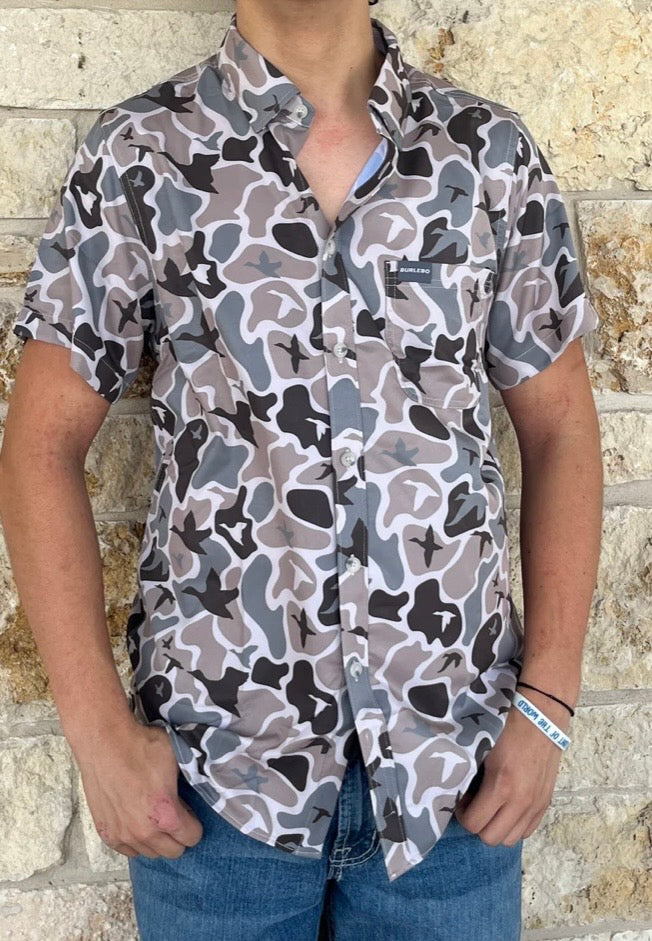 MALLARD MAYHEM CAMO PERFORMANCE BUTTON UP BURLEBO PBU-MMAYC