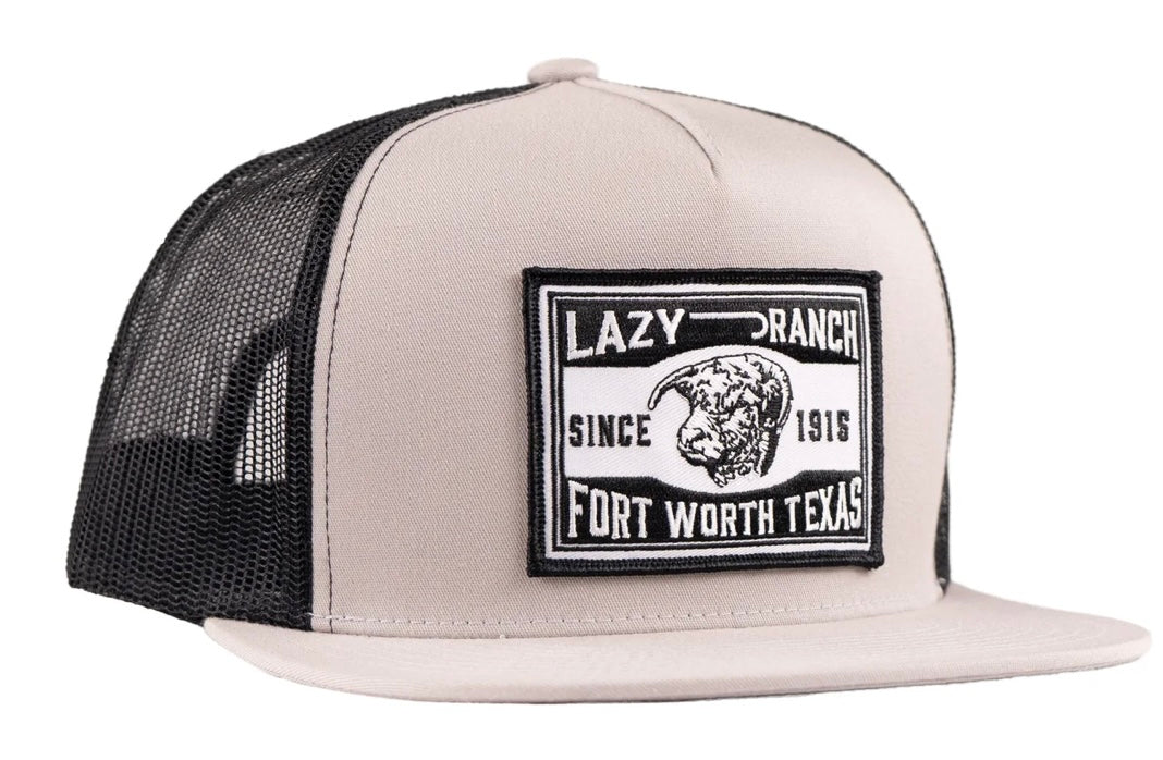 LAZY J RANCH SILVER GREY & BLACK FORT WORTH CLASSIC ROPE TRUCKER HAT