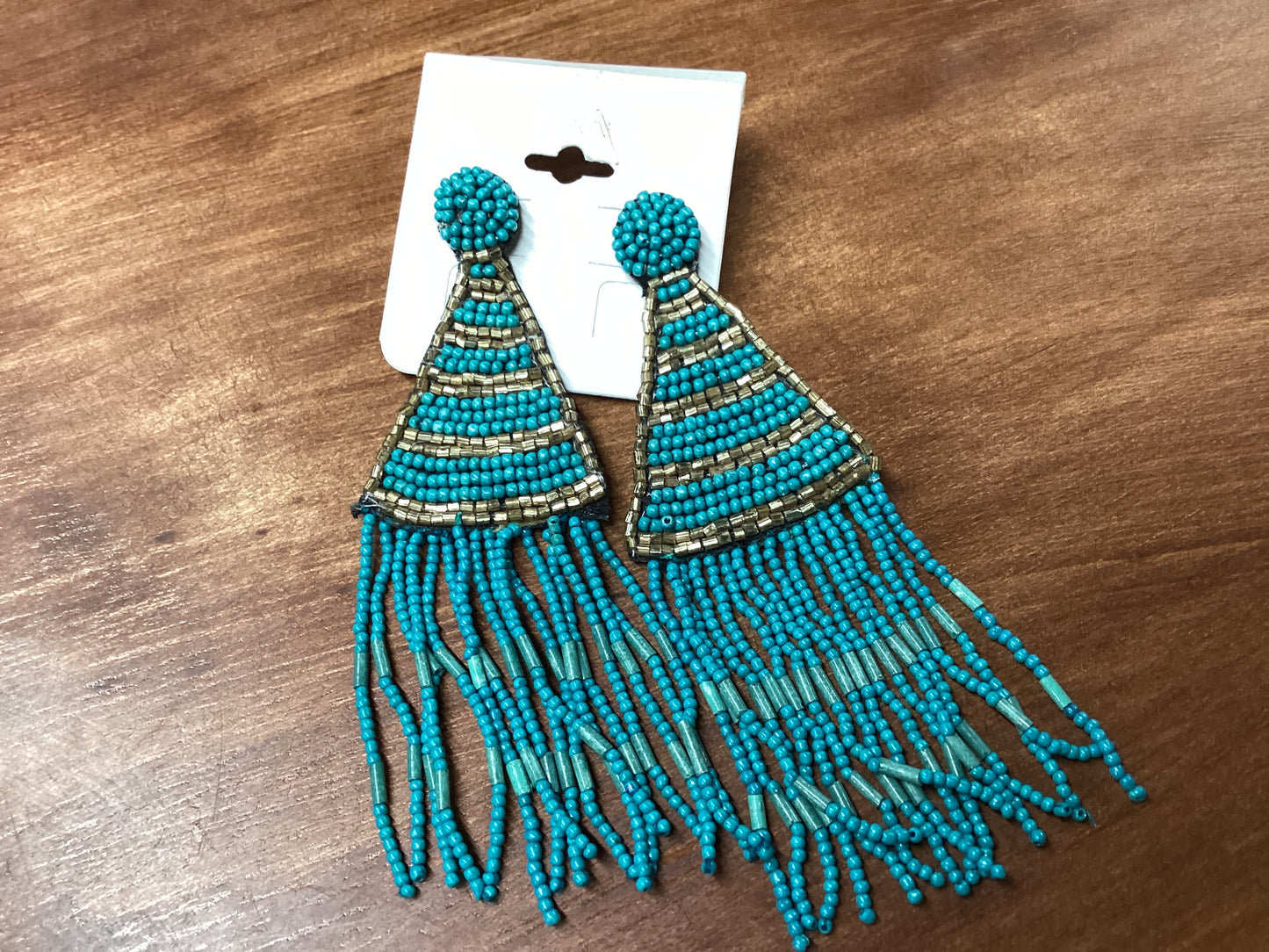 Kenze panne turquoise seed bead earrings