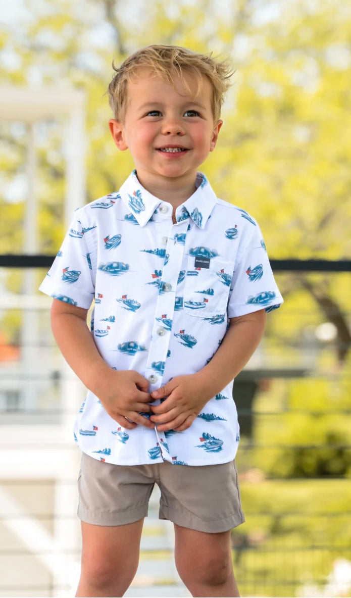 Lake Weekend Youth Performance Button Up Shirt Burlebo