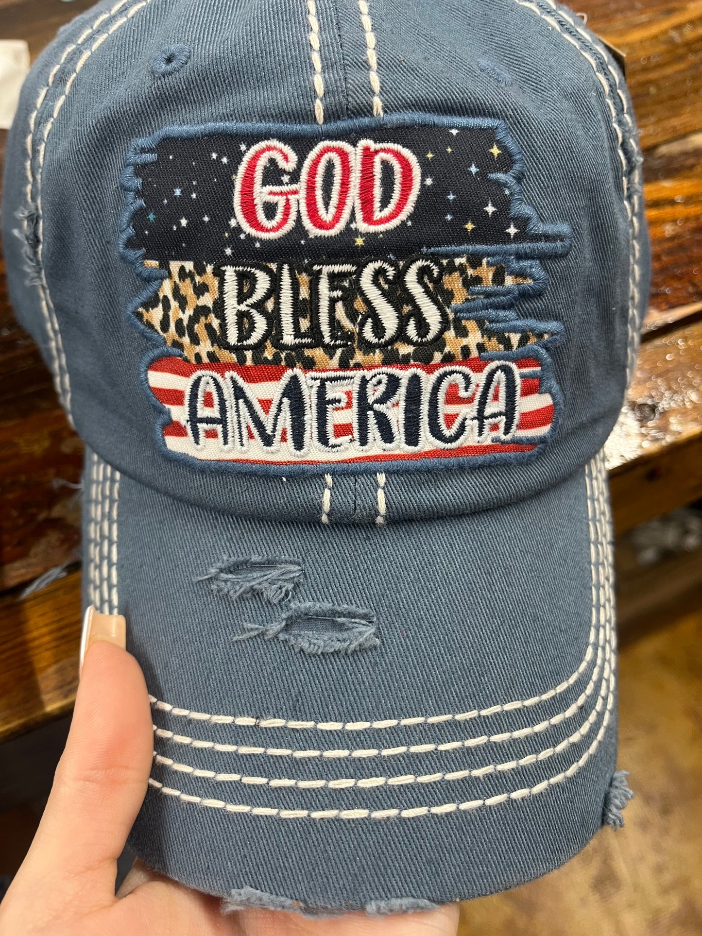 GOD BLESS AMERICA WASHED VINTAGE HAT