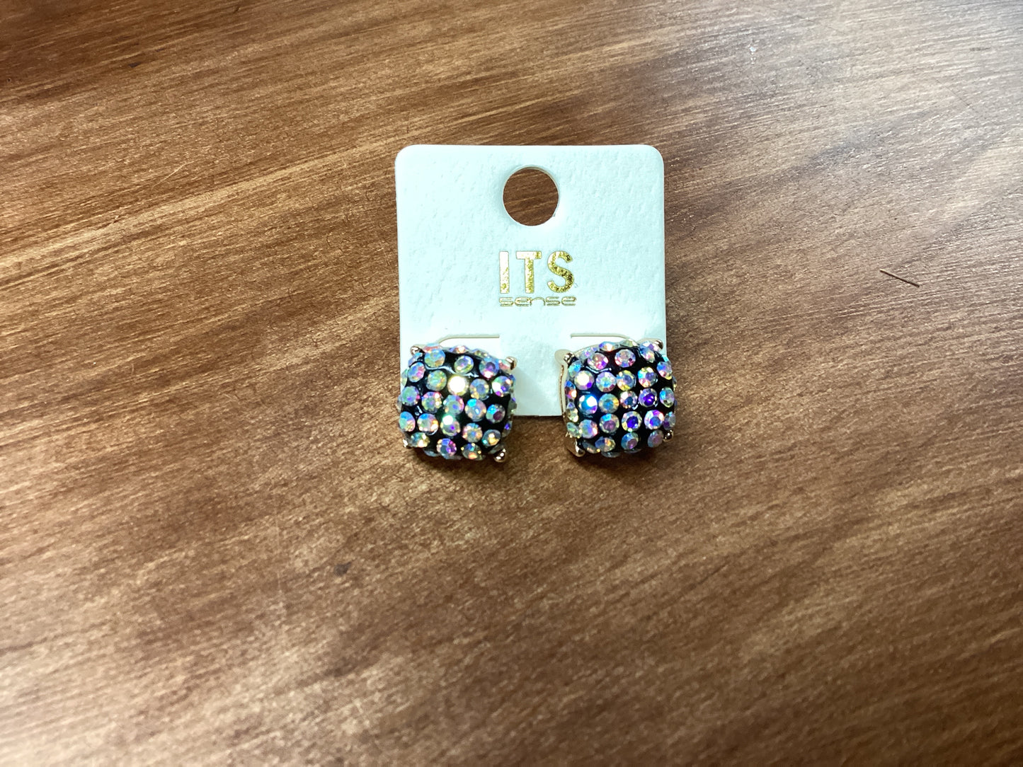 IT’S Sense square back rhinestone earrings