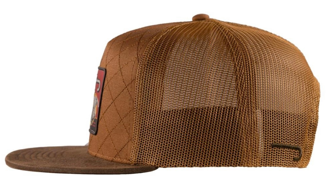 LAZY J RANCH COYOTE BROWN QUILTED HARD DAY CLASSIC FIVE PANEL TRUCKER HAT