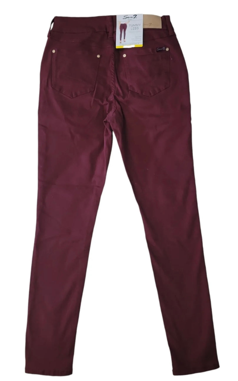 Seven7 High Rise Tummy Less Skinny Jean (Burgundy)