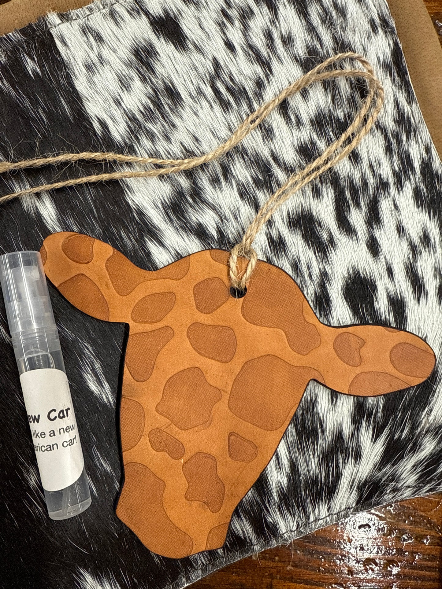 Spotted Leather Heifer Car Freshie with refill spray Southern Creek