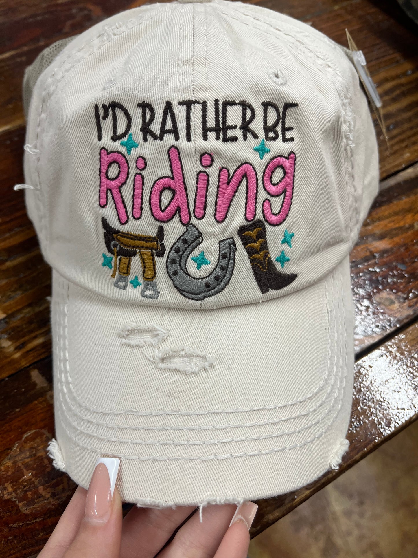 ID RATHER BE RIDING WASHED VINTAGE HAT