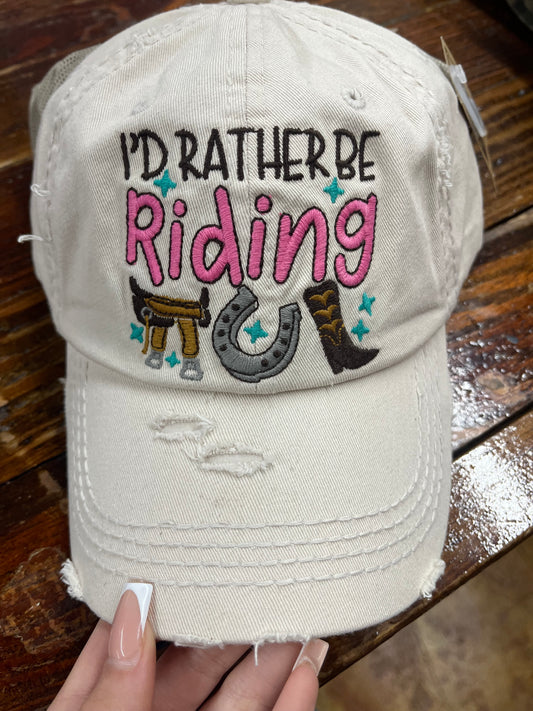 ID RATHER BE RIDING WASHED VINTAGE HAT
