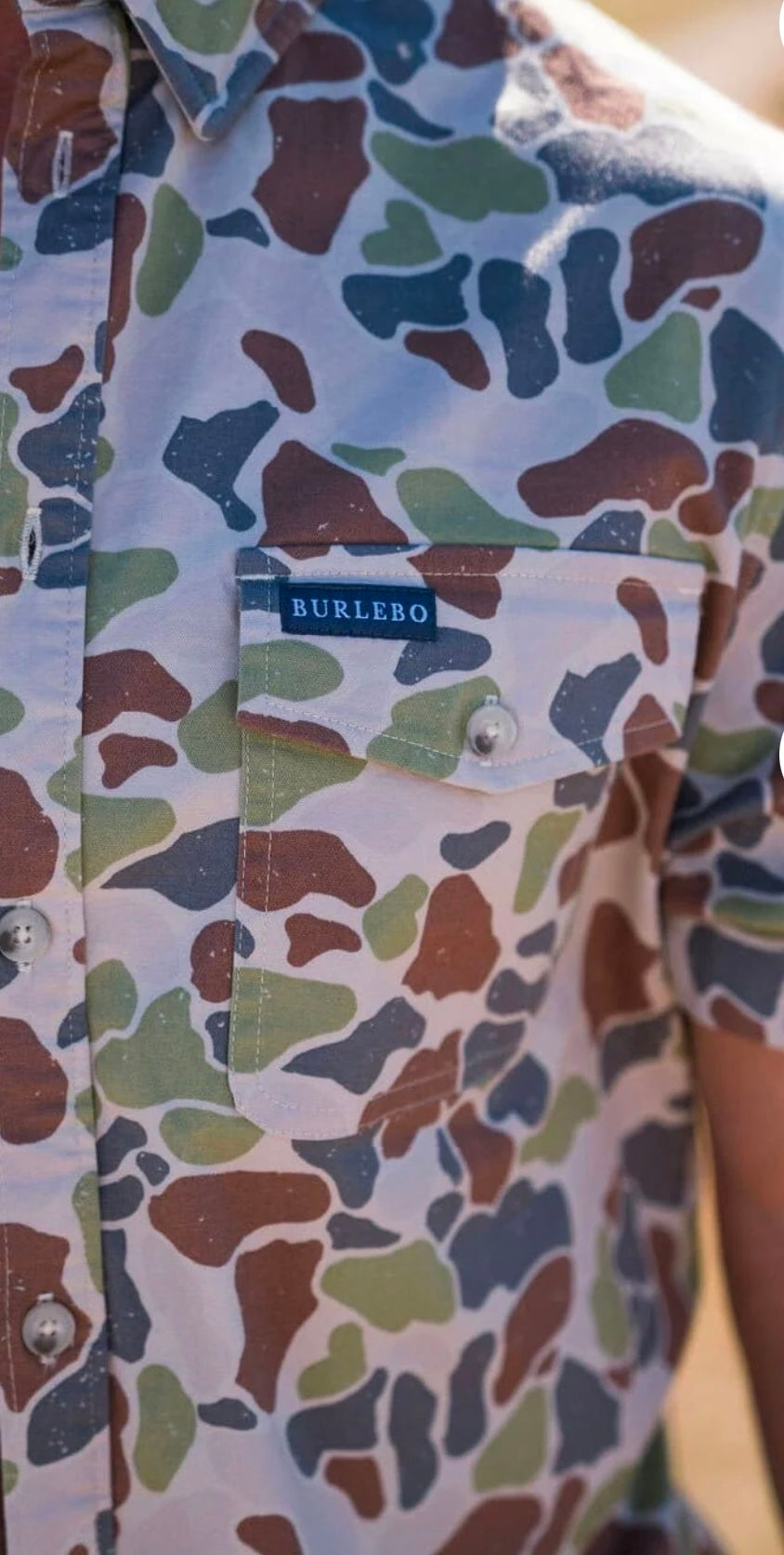Cotton Twill Button Up Short Sleeve Driftwood Camo