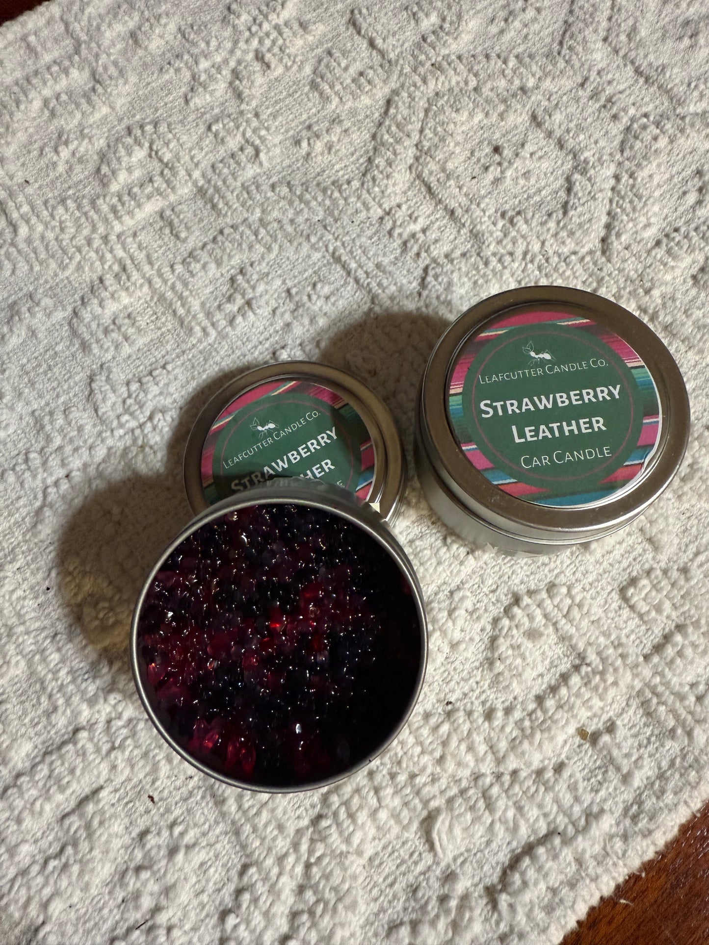 Car Candle in a Tin Leafcutter