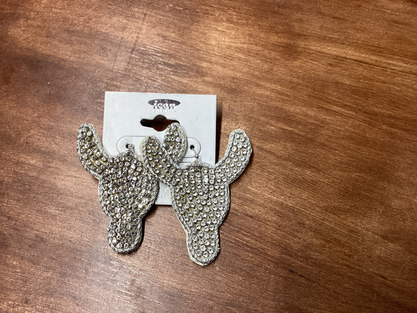 Rhinestone cow head earrings