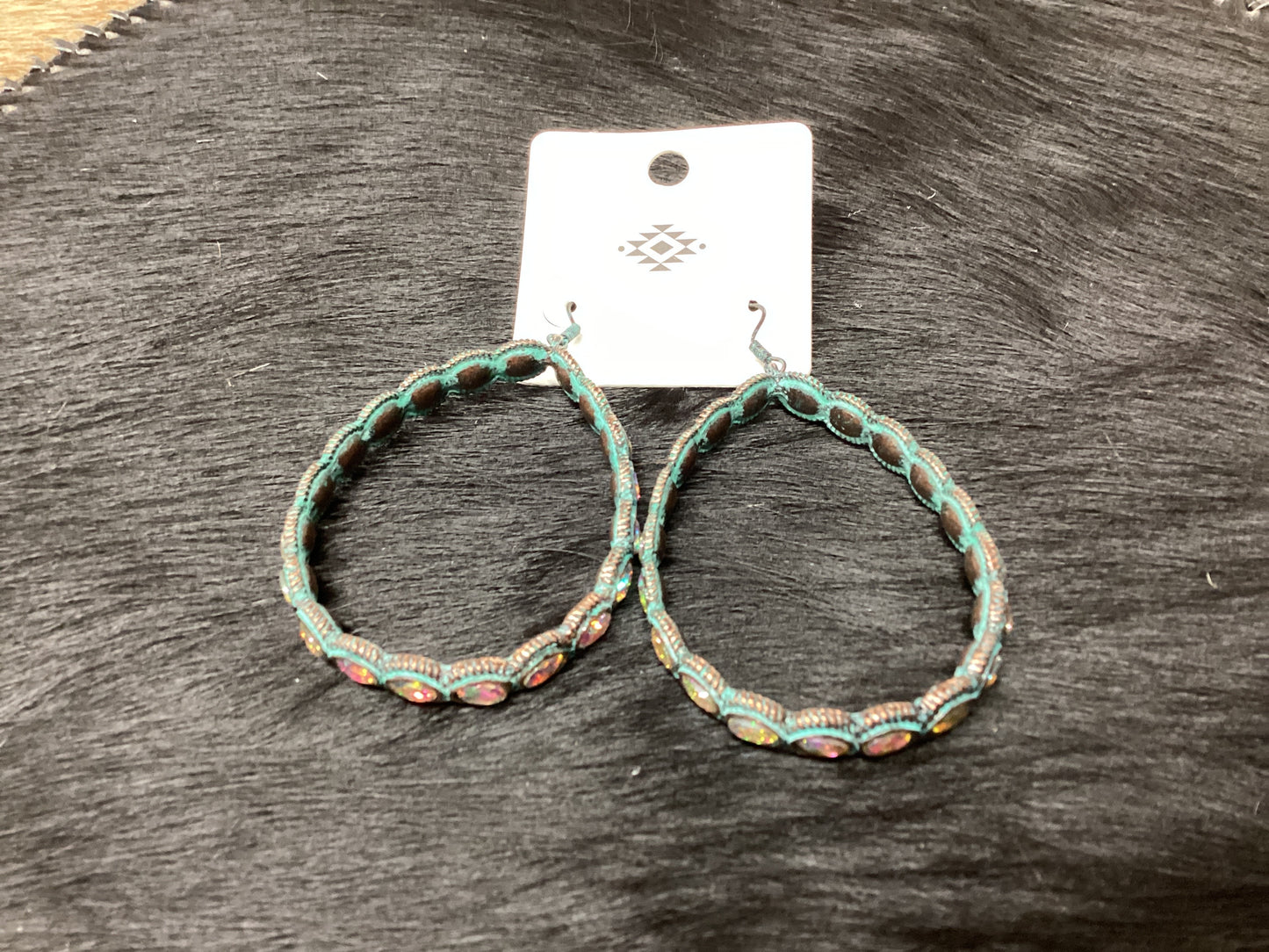 Turquoise Patina drop Bling Earrings