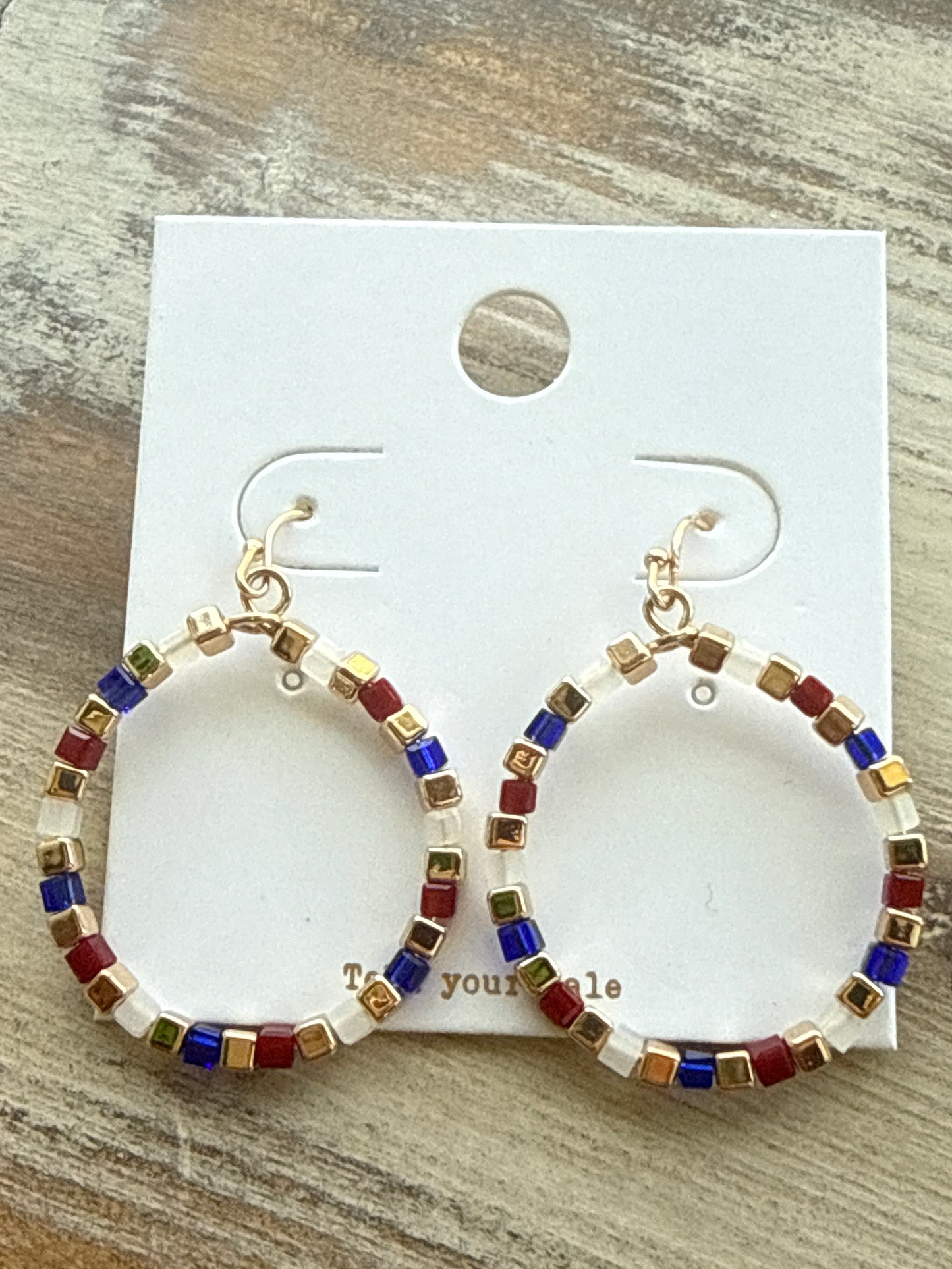 Red White Blue Gold Seed Bead Earrings Tell Your Tale
