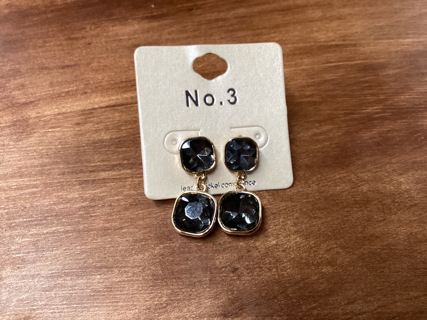 No.3 black dangled Crystal earrings