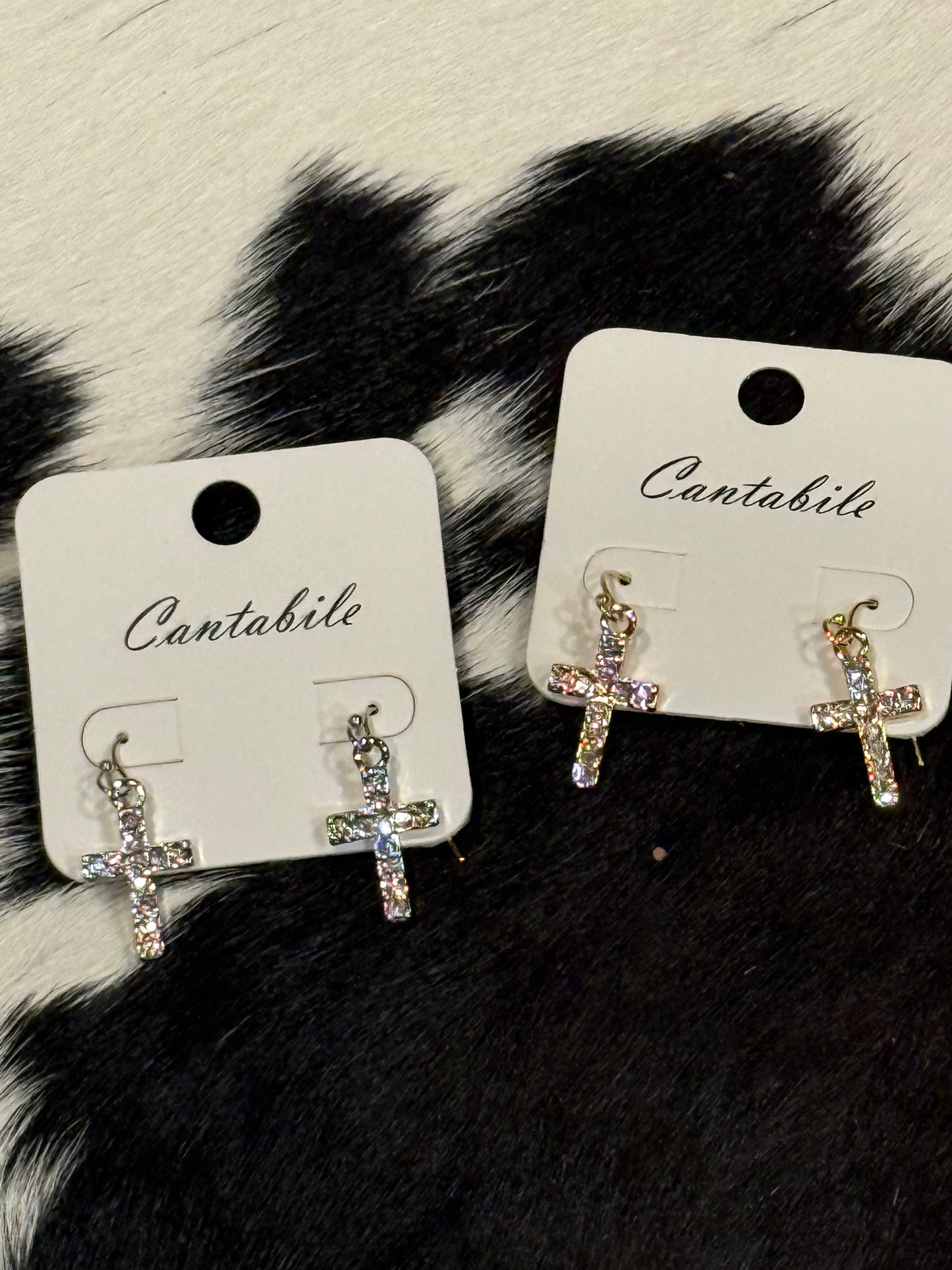 Tiny Bling Cross Earrings by Cantibile