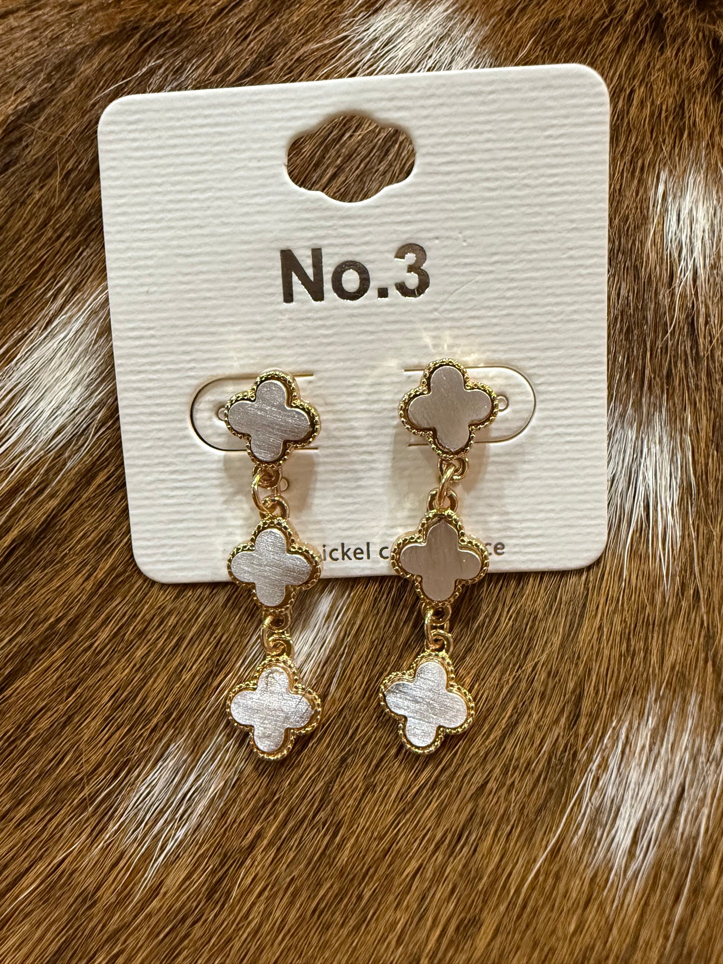 Two Tone Gold & Silver Dangle Earrings