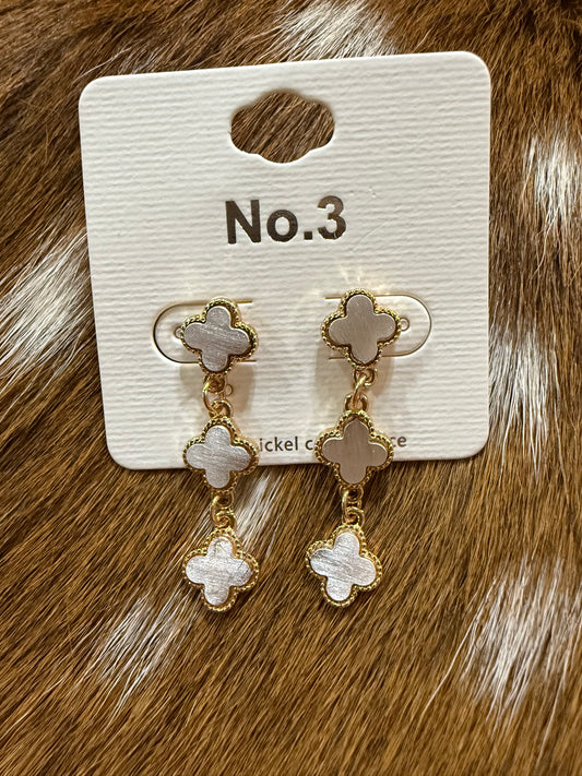 Two Tone Gold & Silver Dangle Earrings