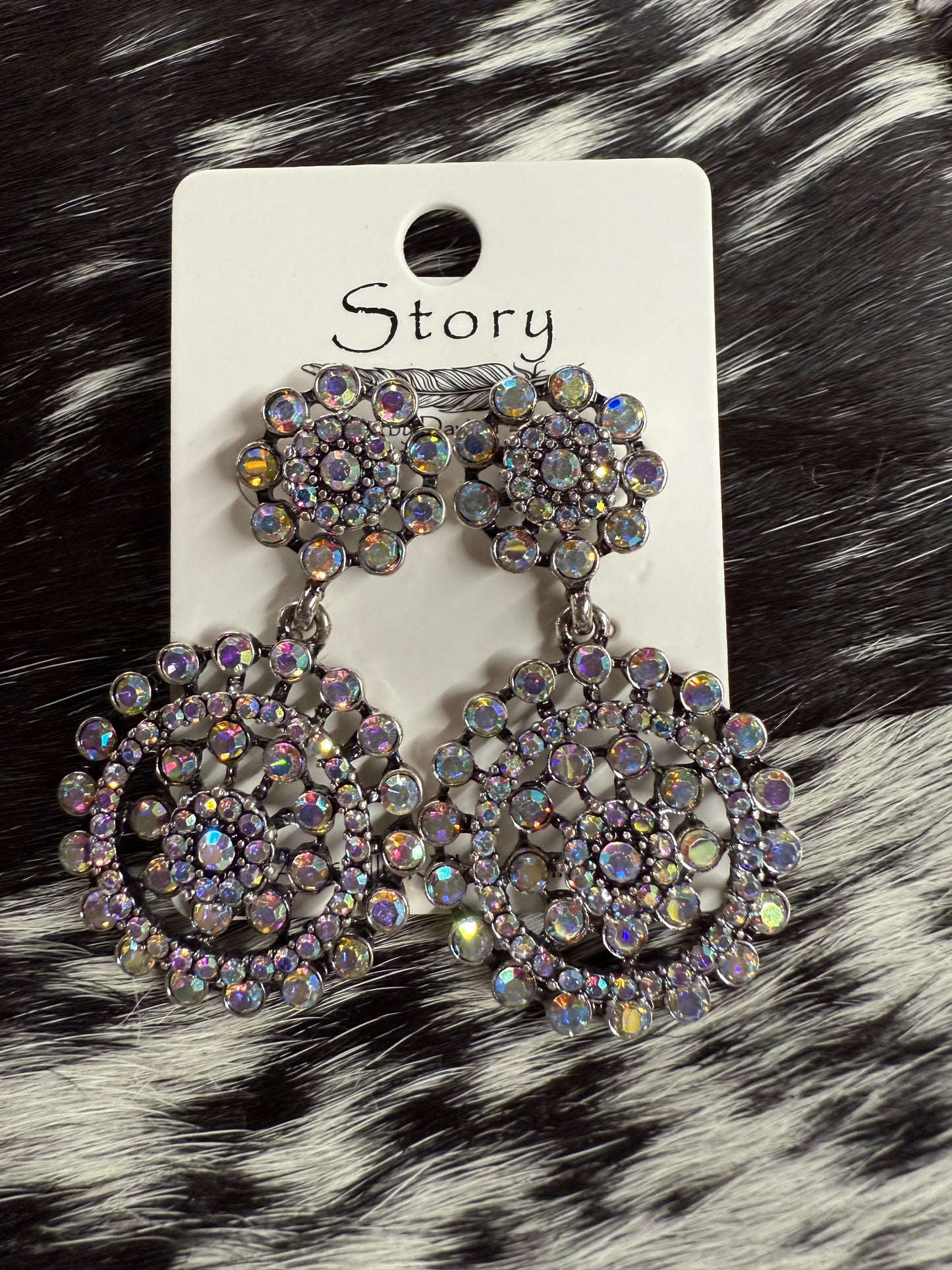 Double Stack Floral Blinged Earrings