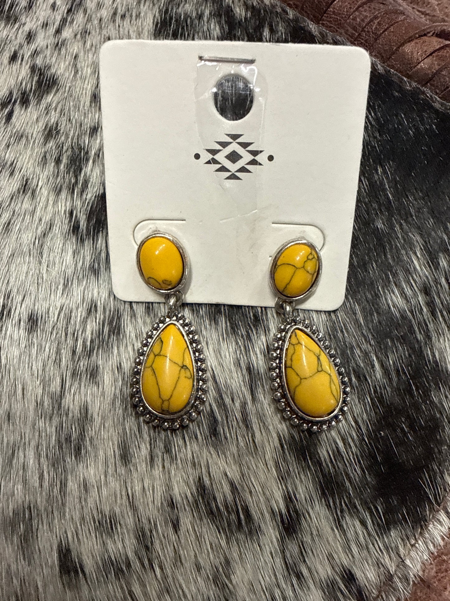 Yellow Stone Double Earrings Aztec