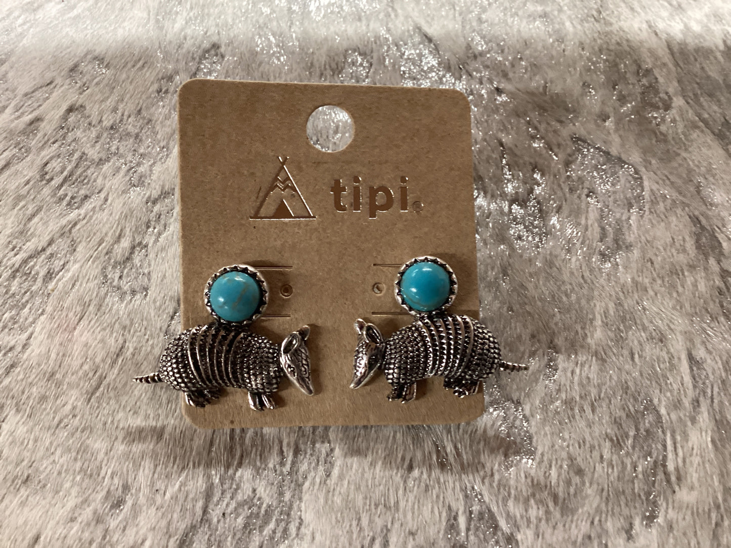 Silver armadillo earrings