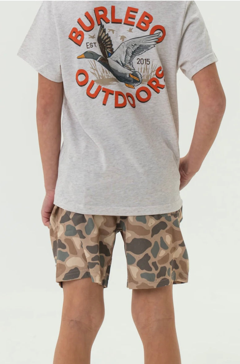 Pintail Camo With Brown Pocket Everyday Youth Shorts Burlebo