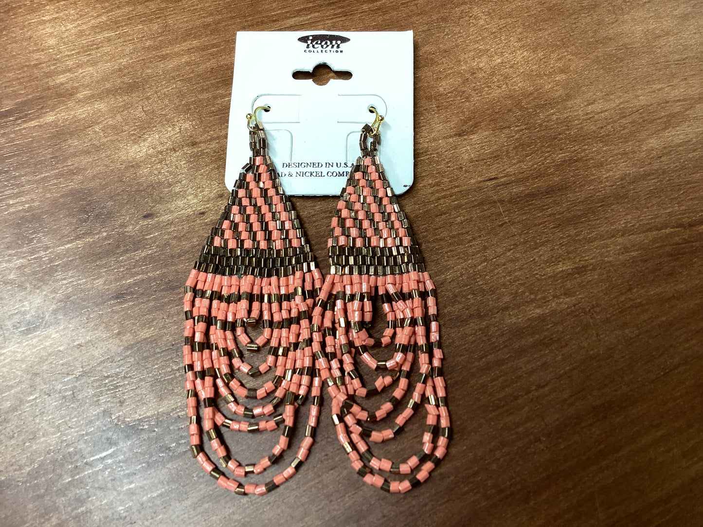 Coral seed bead earrings