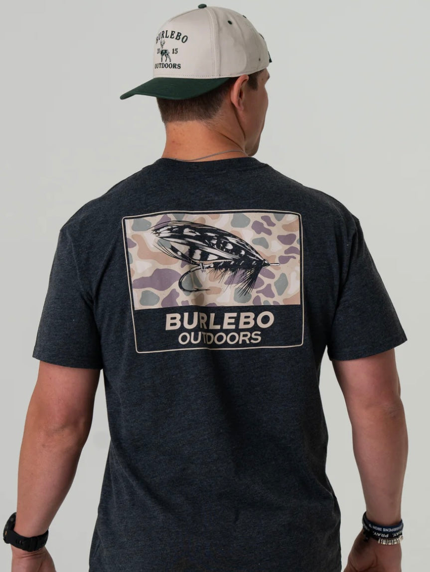 Camo Big Fly Short Sleeve T Shirt Heather Black