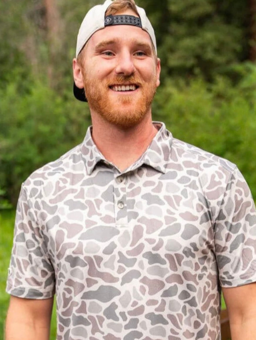 Classic Deer Camo Performance Polo Shirt Burlebo