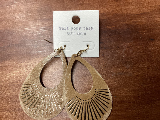 Brown with gold teardrop earrings