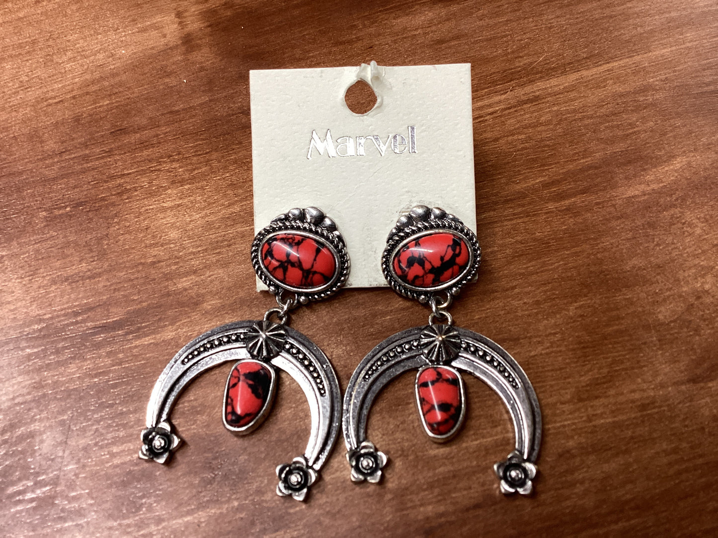 Silver/red Western Squash earrings