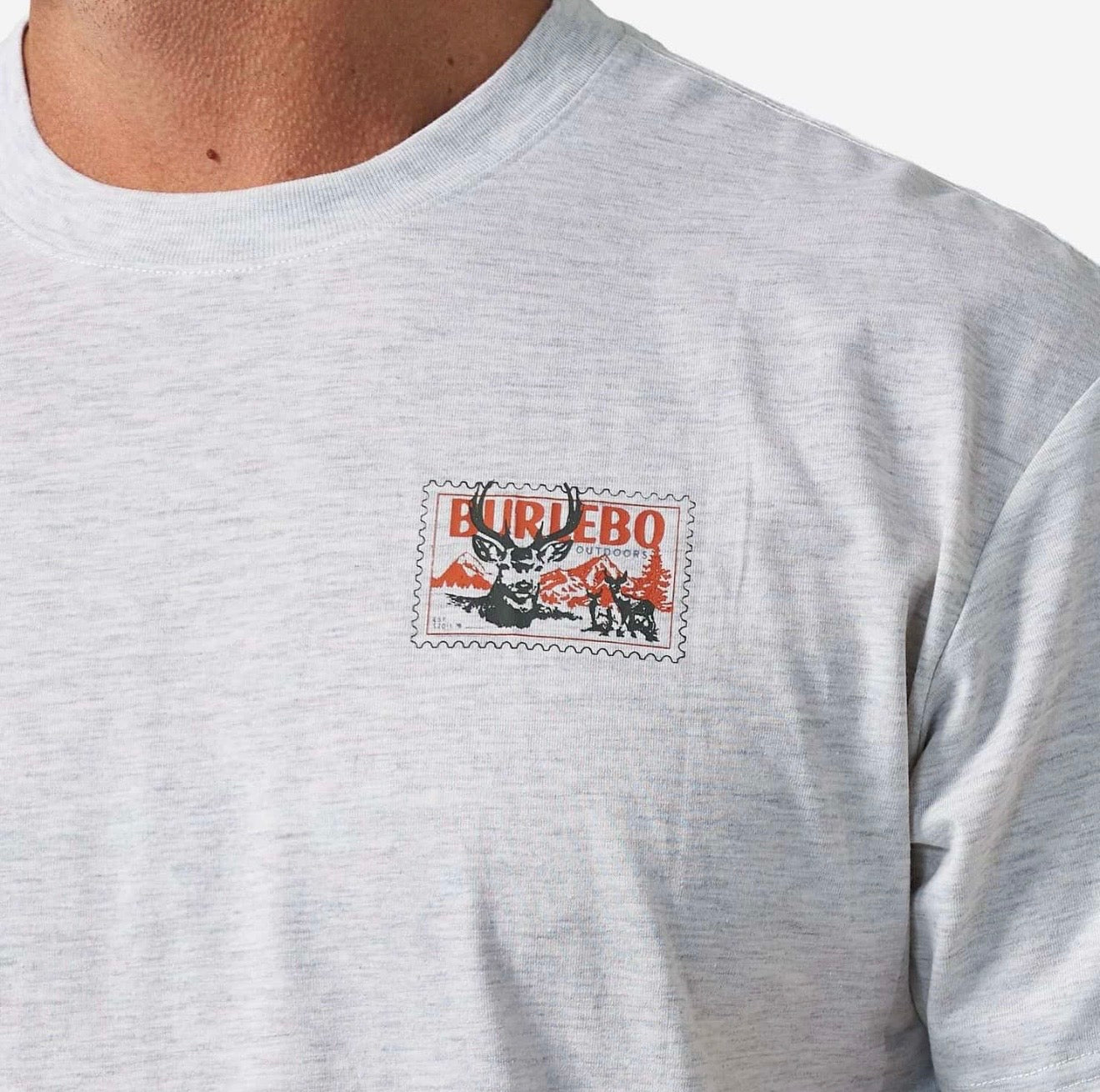 Buck Stamp Ash Gray Burlebo T Shirt SST-BKST-AG FI/ Tx