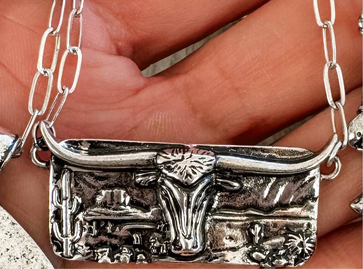 Western Rodeo Cowboy Necklace - Cowboy Rodeo Steer Horses: RODEO - COWGIRL Or Steer