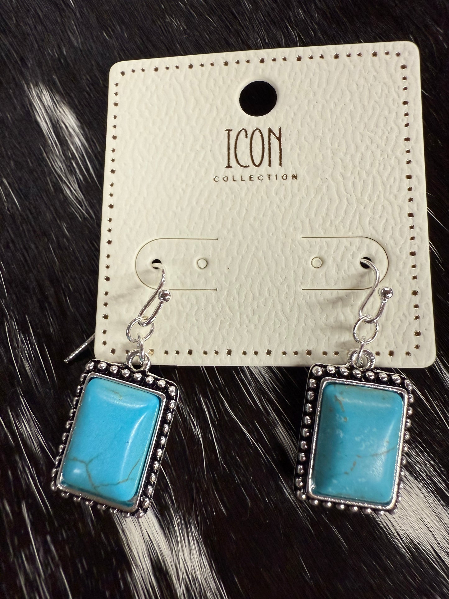 Turquoise Rectangle Dangle Earrings