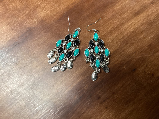 Black w/turquoise silver earrings