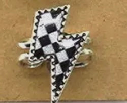 Western Checkered Cuff Ring (Snowing) Diamond, Spade, Heart, Clover or Lightning Bolt
