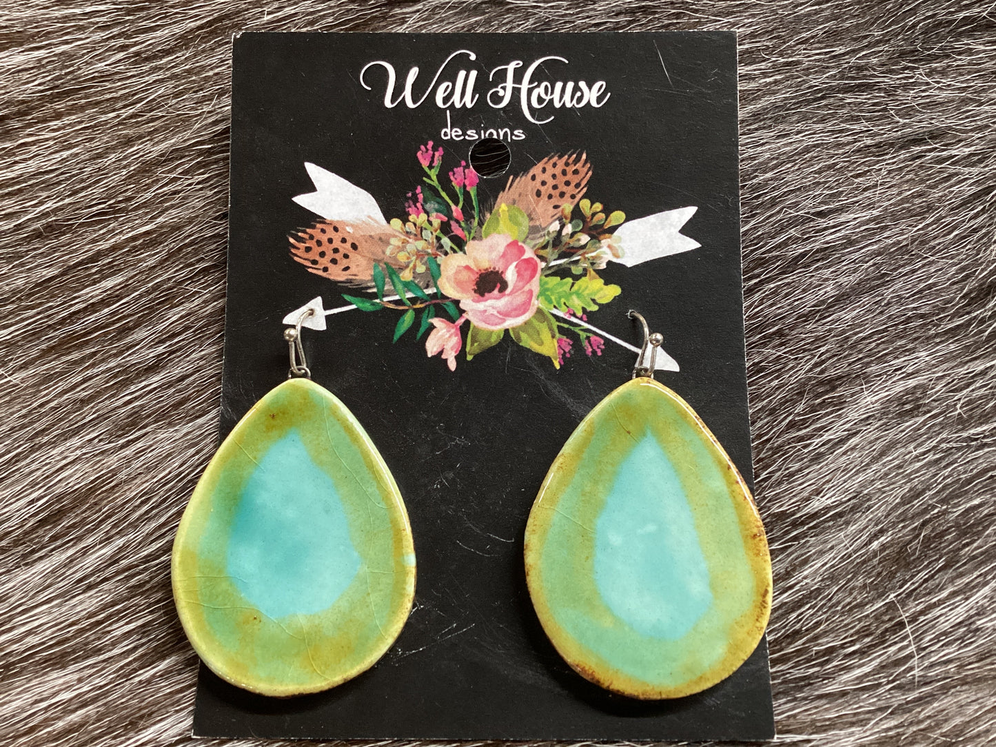 Turquoise teardrop Clay earrings