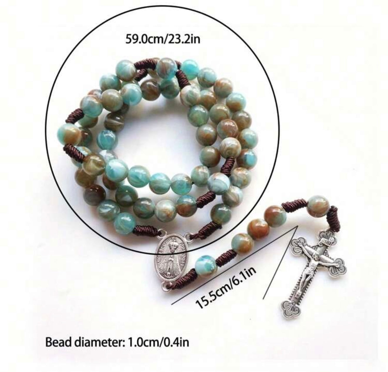 Turquoise and Brown Beaded Rosary