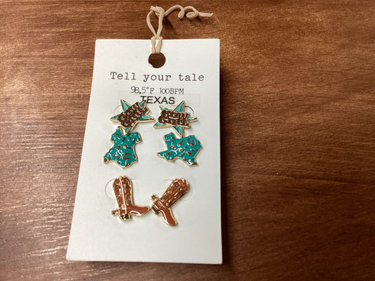 Tell Your Tale cow girl,Tx, boot earrings