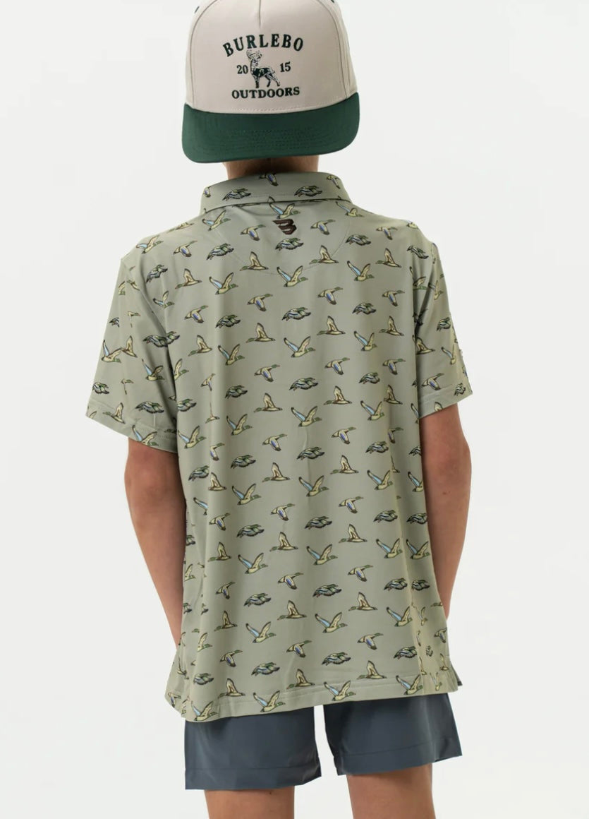 Flying Ducks Youth Polo Burlebo Green