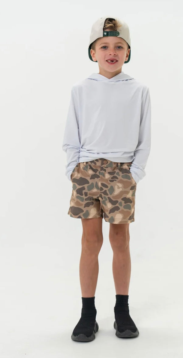 Pintail Camo With Brown Pocket Everyday Youth Shorts Burlebo